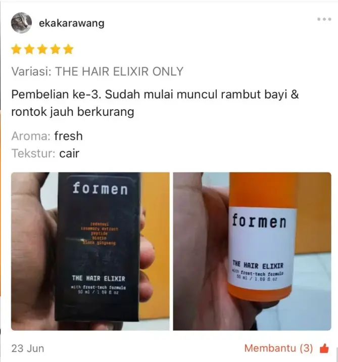 Ulasan pembelian ketiga The Hair Elixir